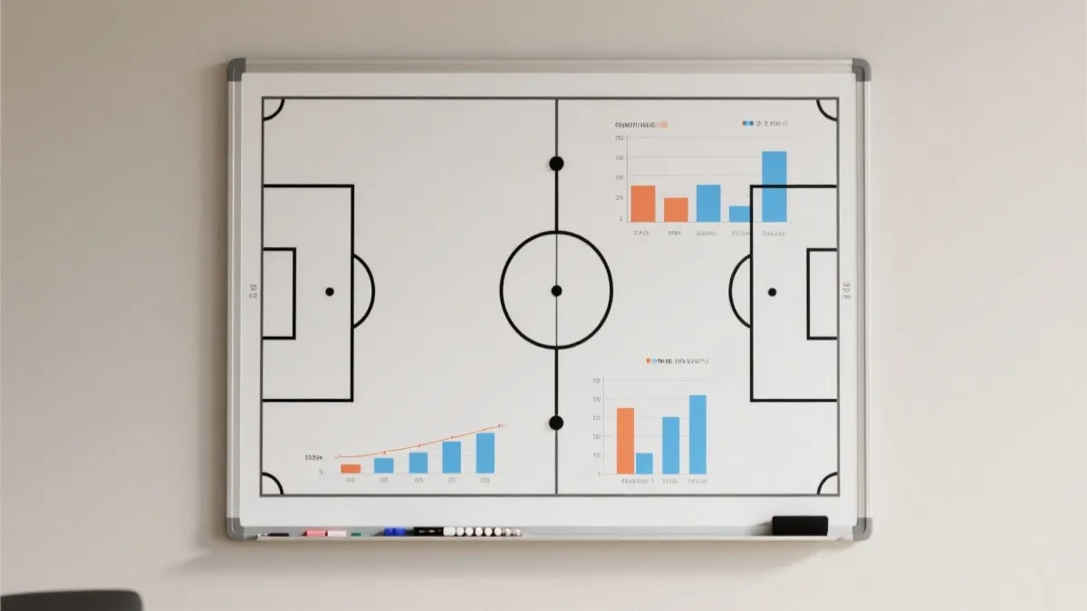 战术板与数据图表叠加的足球分析画面