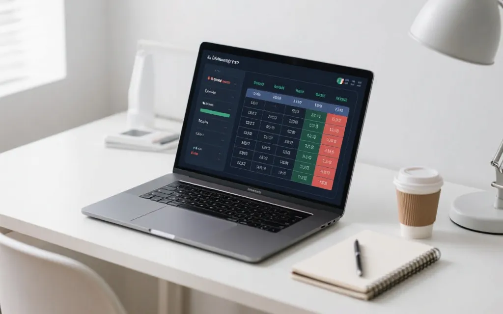 用笔记本电脑对比预选赛积分榜与球队晋级清单的桌面场景