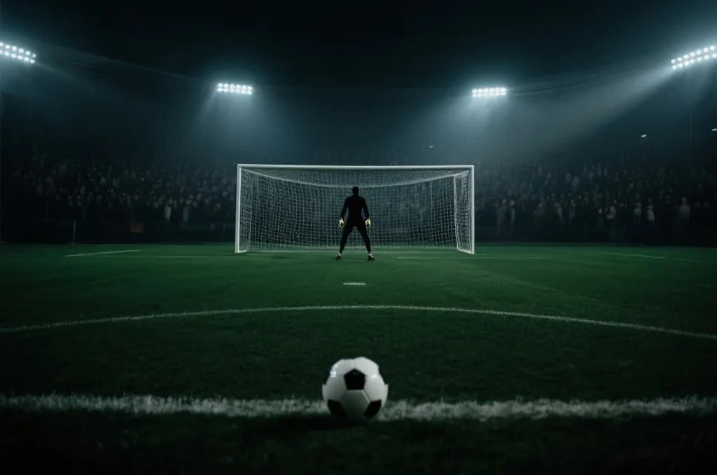 点球大战心理对抗与球场夜景示意图