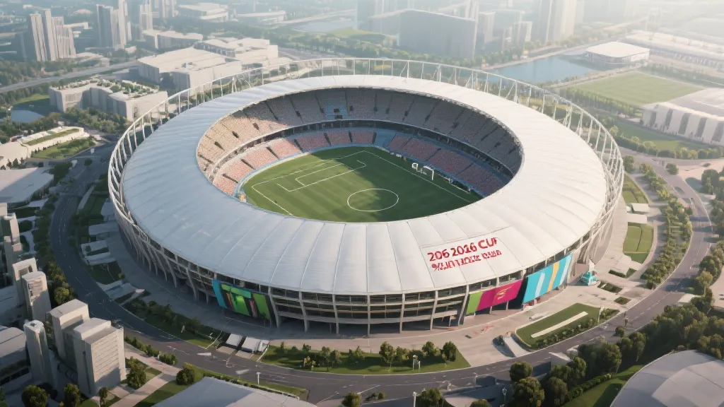 2026年世界杯体育场鸟瞰,充满期待与紧张感